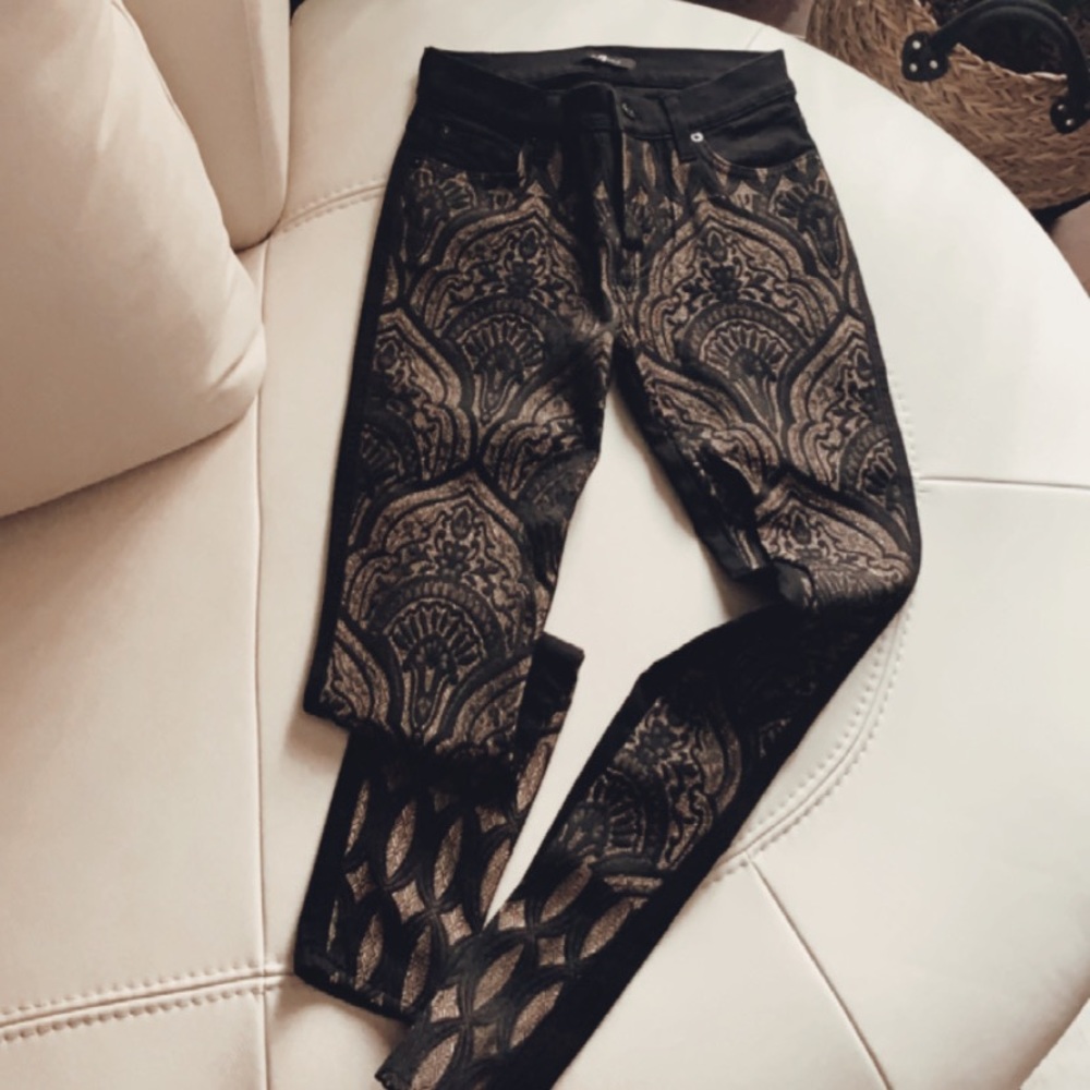 7 for all mankind black embroided jeans 24